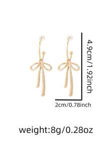2 stuks eenvoudige gouden strik hanger oorbellen, elegante stijl sieraden voor meisjes