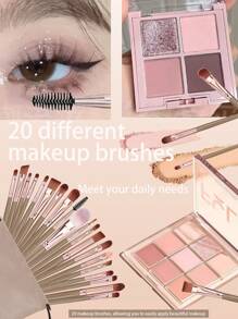20件套化妆刷套装包含（粉底刷、眼影刷、混合刷、软毛刷、遮瑕刷、唇刷、眉刷、腮红刷），超柔软，价格实惠。这款无框化妆刷套装适合初学者，共有20支，便携易用，是化妆工具的理想之选。套装包含化妆刷、化妆刷套装、化妆刷套装、全套化妆工具、化妆刷套装、化妆礼盒套装等。 - 棕色 - 查看 7