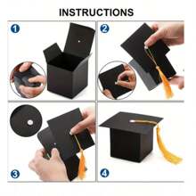 10 Stücke Abschlusskappe Geschenkbox mit Quasten - Fantasy-Thema Papier Süßigkeitenbox, geeignet für Junggesellenabschied, Abschlussfeier, Hochzeit, Geburtstagsdekoration mit Deckel und mehreren Komponenten - Verschiedenfarbig - Übersicht 12