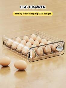 1 层/2 层鸡蛋储存盒，12/20/24/30/40/60 格可堆叠 PET 鸡蛋储存套装，多层鸡蛋托盘容器，抽屉式鸡蛋储存整理器，透明保鲜整理器，适用于厨房冰箱使用 - 1層-20個雞蛋 - 查看 2