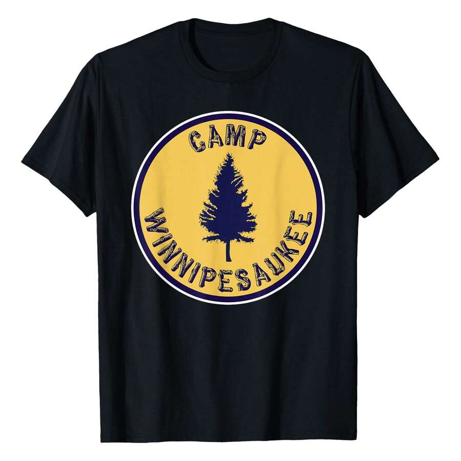 Camp Winnipesaukee Shirt Retro Summer Camp T-Shirt T-Shirt Plus Size Women's T-Shirts, Cool Funny T-Shirts, Casual And Comfortable Outdoors T-Shirts,Sports Tee - Black - View 1