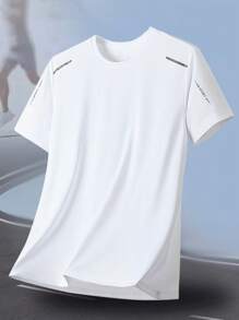 Sports&Outdoor T-Shirts Men Outdoor Apparel Spring And Summer Clothing Active Tops Short Sleeve Daily&Casusl Running&Workout Comfortable Loose Tennis & Golf Hockey Equestrian - White - View 3