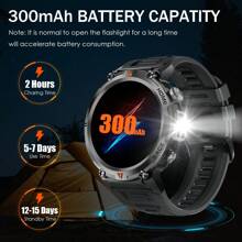 EIGIIS 1.45 Inch Smart Watch (Calling/Dialing), With Flashlight, Sleep Monitoring, 113 Sports Modes, Rugged Outdoor Smart Watch Compatible With IOS And Android - Black - View 5
