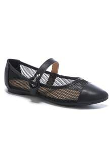 RevReaL 带扣带网眼玛丽珍平底鞋