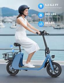 WIND HORSE 12.5" Tires Electric Scooter With Seat & Basket For 14+ Ages, 20 Miles Range, Peak 672W Up To 15.5 MPH, Dual Disc Brakes, 265LBS Max Load, Foldable Electric Scooter For Adults Commuting Campus