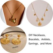 Ahknormailcui Stainless Steel Crab/Conch/Fish/Shell Patterned Marine Life Charms Pendant For Making Necklaces/Bracelets/Anklets/Earrings Decorative Components, 18K Gold Plated Cute Ocean Animal Pendants For Diy Jewelry Crafts Accessories - Gold - View 5