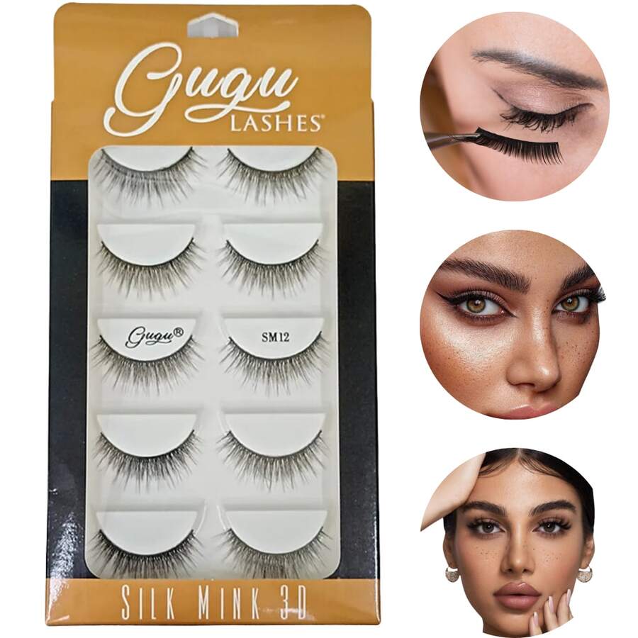 Gugu Lashes Kit Of 5 Pairs Of 3D Mink Eyelashes