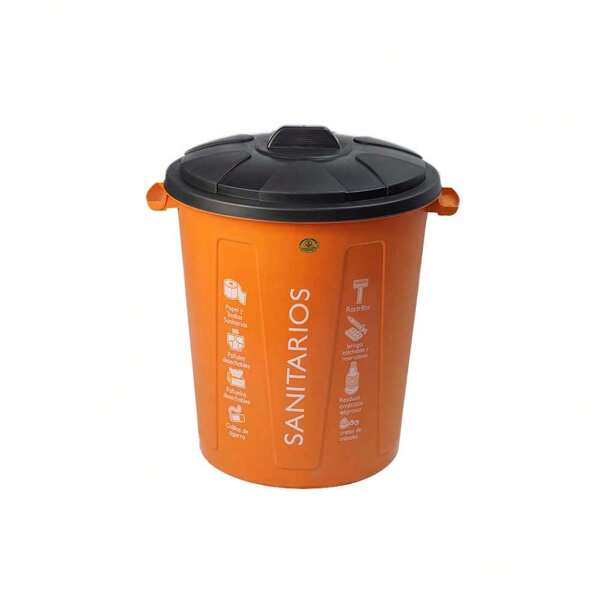 Bote de Basura con Tapa de 55L Redondo Organico Inorganico Sanitario