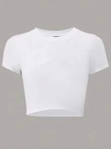 Cute Bee - Themed Crop Round Neck Short - SLeeve T - Shirts, Basic Tees, And Graphic Crop Tops Are Summer Women's Tops.