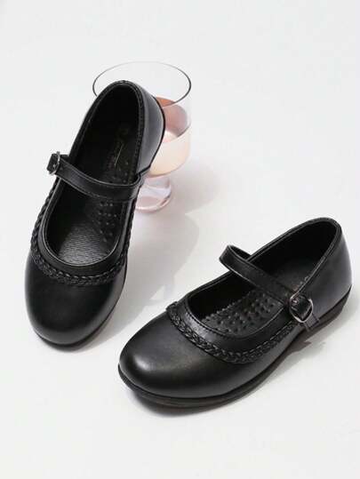 1 双青少年和儿童简约蝴蝶结装饰 PU 皮革表面休闲时尚可爱平底鞋，独特新设计