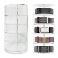 Acrylic Belt Organizer With Five Layers For Storage And Display, Featuring A Cylindrical Stackable Design. This Versatile Box Is Ideal For Organizing Accessories Such As Jewelry, Watches, And Bracelets.
