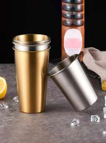 不锈钢杯不易破碎防碎金属饮料杯便携式单层卷杯适用于户外野餐、露营、啤酒和果汁、防碎酒吧、餐厅金银色 - 彩色 - 查看 8