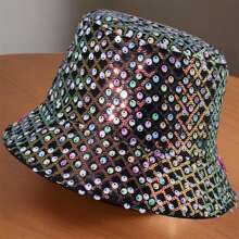 Women Summer Bucket Hat Colorful Sequin Wide Brim Sun Hat Fisherman Cap For Outdoor Travel Beach