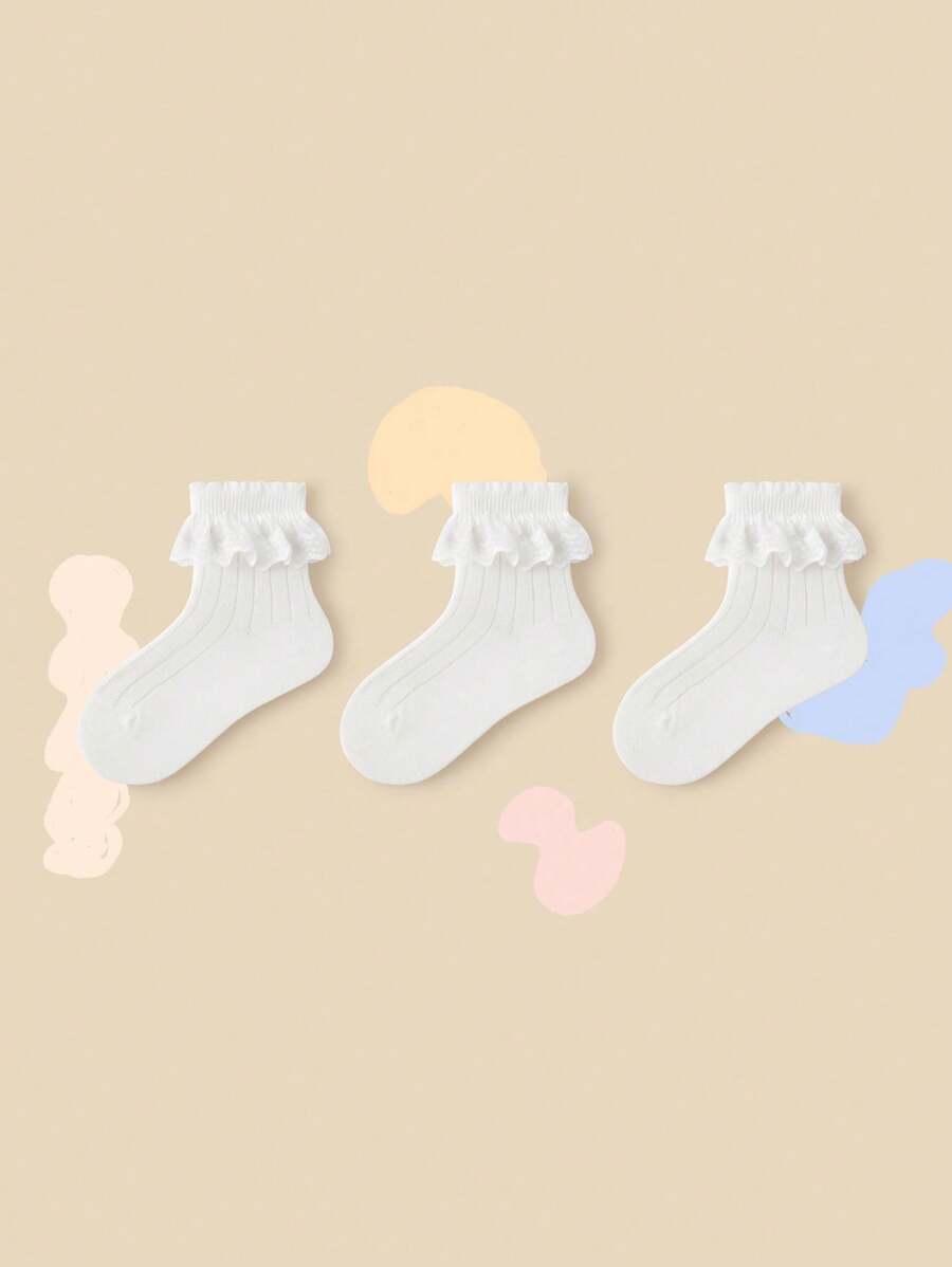 mini bala Girls' Breathable Cotton Socks, Summer Sweat-Free Design, 3 Packs - Beige - View 1