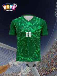 V-Ausschnitt Kinder Fußballtrikot, atmungsaktiv schnelltrocknend, personalisiert mit Namen und Nummer für Jungen & Mädchen, komfortabel, leicht, für Sport & Outdoor-Aktivitäten, geeignet für Frühling/Sommer