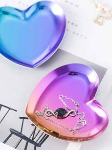 1pc Heart Shaped Makeup Organizer Tray, Simple Design, Washable, Jewelry Storage Plate
