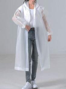 3pcs Mixed Color Black/White/Gray Button Design Waterproof Casual Outdoor Hiking Rain Jacket, Thickened Fashionable Lightweight Open-Front Travel Raincoat