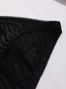 6 Packs Women's Solid Color Glossy Underwear, Romantic High-Waisted, High-Elastic And Comfortable Pleated Briefs