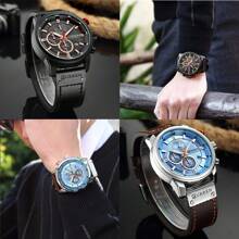 Relógio de Pulso Masculino CURREN Cronógrafo com Função Data Automática, Relógio de Luxo Resistente à Água Original, Moda, Esportes, Militar, Relógio de Quartzo Presente Masculino 8291