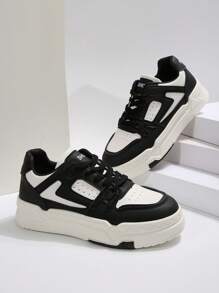 Women's Fashionable Lace Up Platform Sneakers, Casual Comfortable Sports Shoes For Daily Wear, Female All-Match Round Toe Shoes For Daily Wear