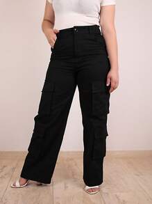 Cargo Dress Pants With Flap Pockets - 黑色 - 查看 5