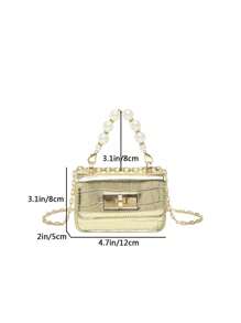 Fashionable Solid Color Versatile Mini Handbag With Chain Strap For Kids - Multicolor - View 4