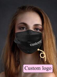 1pc Custom Soft, Breathable All-Season Anti-Dust & Windproof Face Mask - Black - View 3