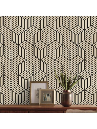 Roll Self Adhesive Home Wallpaper, Geometric Rectangular Contact Paper, Peel Stick, Waterproof Removable Living Room Kitchen Bedroom Dormitory Furniture Refurbishment Fall Aesthetic Wallpaper Wand Bathroom ation Stuff Ho Art Paper Stickers Sticker view 3