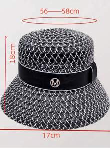 Fashionable M Logo Hollow Out Rhinestone Decor Fishing Hat, Breathable And Ventilated, Elegant Casual Bucket Hat For Women, Spring/Summer