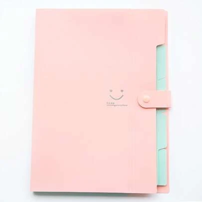 Korean INS Style Smiling Face PP File Folder, Solid Color Plastic File Folder, Large Capacity A4 Document Folder For Students,Back To School,School Supplies