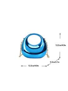 亚克力新月盒形手提包，时尚百搭链条单肩斜挎包，适合口红、耳机等。 - 藍色 - 查看 5