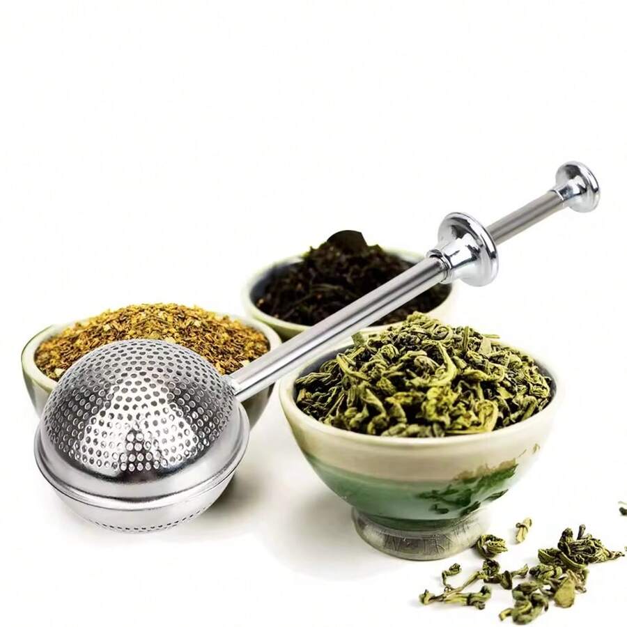 1 pieza Infusor de té reutilizable de metal, filtro de líquido de tetera de acero inoxidable ajustable, accesorios de té
