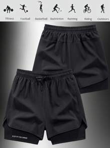 Zomerse snel drogende hardloopshorts met ingebouwd ondergoed, boyfriend-stijl heren 3/4 trainingsbroek voor fitness in de sportschool