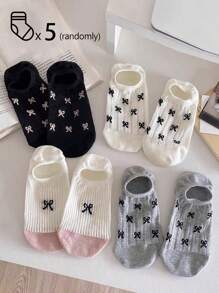 1/3/5/10 Pairs Women's Invisible Short Socks, White Socks, Cute Socks, Black Socks, Cartoon Pattern, Breathable Design, Moisture-Wicking, Soft And Smooth, Suitable For Various Occasions Like Festivals, Sports, Casual, Business, All Seasons, Random Color Combinations - Multicolor - View 11