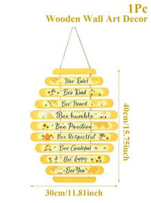 1 Peça Decoração de Parede de Arte em Madeira Inspirada em Favo de Mel com Motivos de Abelhas e Frases Inspiradoras, Presentes de Aniversário, Lembrancinhas de Festa, Estampa Animal Moderna, Montagem na Parede, Tema Inspirador, Para Decoração Doméstica, Sala de Estar, Uso Interno, Conjunto de Placas "Seja Gentil Como Abelha", "Seja Honesto Como Abelha", "Seja Feliz Como Abelha", "Seja Positivo Como Abelha"