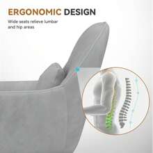 Hawthyhome Office Chair, Vanity Chair, Swivel Chair, With Velvet Padding Pillow,Adjustable Height, For Home Office, Study, Bedroom,150kg Load Capacity, Grey - Grey - View 5