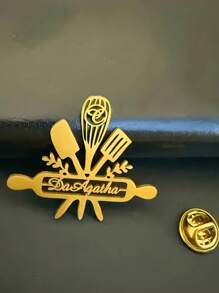 Personalisierter Kochnamen-Abzeichen Brosche - Eleganter Edelstahl, perfektes Geschenk für Lebensmittel- und Kochliebhaber, multifunktionales Lässig Accessoire