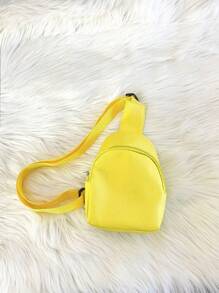 Solid Color PU Leather Girls Crossbody Chest Pack Small Handbag