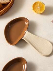 High Aesthetic Mushroom Soup Spoon Holder, Ceramic Spoon Holder, Vintage Home Spoon Holder - Brown - View 2