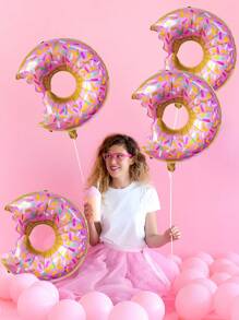 2/4 个甜甜圈形铝箔气球 - 甜甜圈糖果，适合生日派对、甜点主题派对、周年纪念用品、家居装饰 - 彩色 - 查看 4