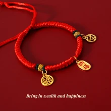 1 pièce Collier en corde rouge pour animaux de compagnie avec un cadenas de sécurité et un pendentif porte-bonheur pour la fortune et la richesse. Collier réglable pour chats et petits chiens convenant aux animaux pesant 2-8kg