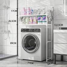 1pc 2-3 Tier Washing Machine Rack, Bathroom Over Toilet Space Saver Storage Organizer Shelf, Large Capacity Metal Storage Rack Home Bathroom Decor Back To School - Multicolor - View 9