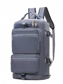 Large Capacity Travel Backpack With Shoe Compartment, Lightweight Laptop Backpack With Charging Port, Stylish Travel Commuting Bag, 16 Inch Business Laptop Backpack, Travel Backpack, Outdoor Hiking Camping Backpack, Multifunctional 3-In-1 Handbag/Crossbody Bag, With Multiple Uses - Blue - View 6