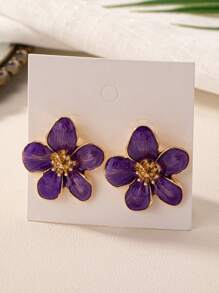 1 par de aretes de flor pequeña esmaltada para mujeres, adecuados para fiestas, exteriores y uso diario en San Valentín