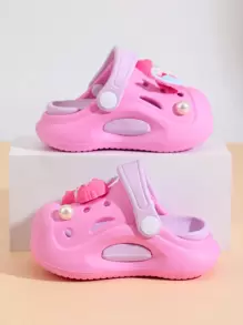 Dziecięce oddychające wsuwane chodaki, małe chłopięce i dziewczęce letnie klapki prysznicowe do wewnątrz/na zewnątrz, antypoślizgowe miękkie dno, plażowe/łazienkowe kapcie, odpowiednie na co dzień, w podróż, na wakacje - Wyrazisty róż - Zobacz 4