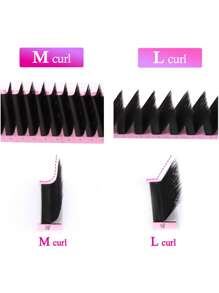 Aguud 12排 M卷 8-15mm & 混合0.07mm 柔软浓密哑光丝绒假睫毛托盘，猫眼效果，散落根部，韩式PBT单根假睫毛嫁接 - M - 查看 3