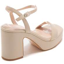 粗跟厚底凉鞋——每一步都散发优雅气质 - 卡其色 - 查看 5