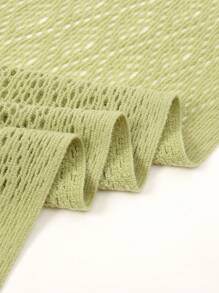1pc Women's Solid Color Triangle Fringe Knitted Scarf/Shawl, Autumn/Winter - 08-light Green - View 5