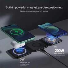 180° Folding 3 In 1 Magnetic Wireless Charger Portable Phone Stand Compatible With Iphone 16-12 Pro Max Airpods Apple Watch Fast Charging Station
