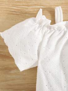 Set de 2 piezas con top de tirantes de malla con estampado de diamantes y pantalones cortos florales para bebé niña, ideal para el verano